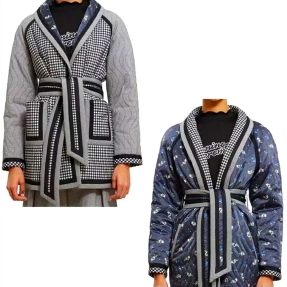 Opening Ceremony Black Multi Reversible Patchwork Coat Size XS